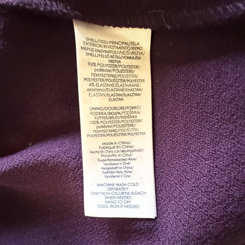 Chaps Women’s Purple Fit & Flare Textured 3/4 Sleeve V-Neck Party Dress Sz 6 NWT - Picture 9 of 11